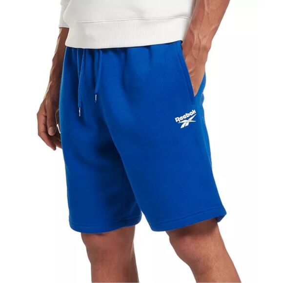 11. Reebok Fleece NWT Identity Small Logo Shorts 9” Vector Blue Medium (multi) - Picture 4 of 5